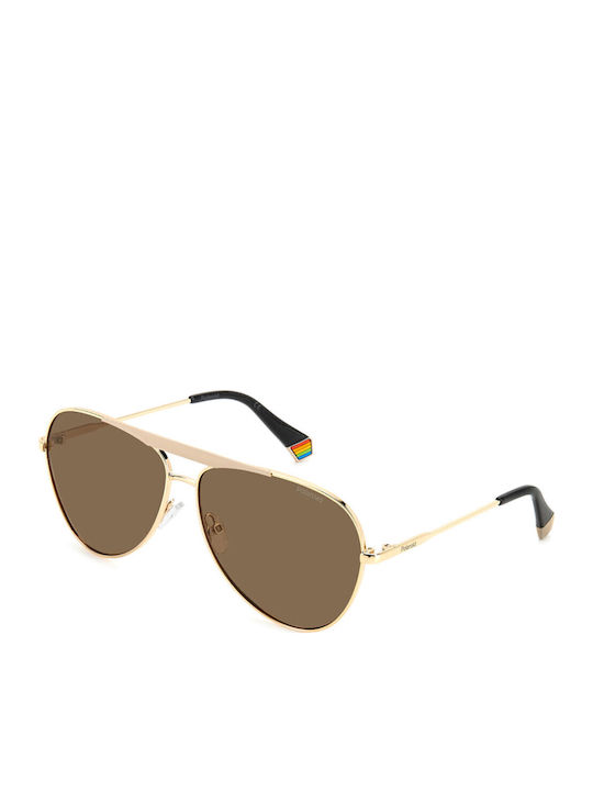Polaroid Unisex Sonnenbrille mit Gold Metall Ge...