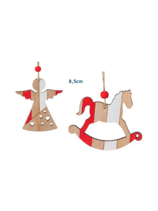 Christmas Wooden Label Ornament Beige 8.5cm (Μiscellaneous Designs)