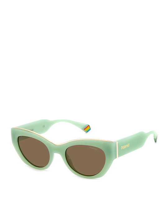 Polaroid Women's Sunglasses with Green Plastic Frame and Brown Polarized Lens PLD6199/S/X 1ED/SP