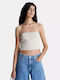 Calvin Klein Women's Summer Crop Top with Straps Beige