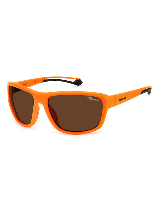 Polaroid Unisex Sonnenbrille mit Orange Kunststoff Gestell und Braun Polarisiert Linse PLD7049/S 2M5/47