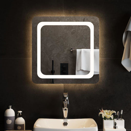 vidaXL Square Bathroom Mirror Led 50x50cm Transparent