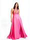 Bellona Maxi Dress for Wedding / Christening Satin Halterneck with Fuchsia Sequin - 57664 Rusell