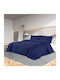 vidaXL Duvet Cover Set Cotton Single with Pillowcase 140x200 Navy Blue