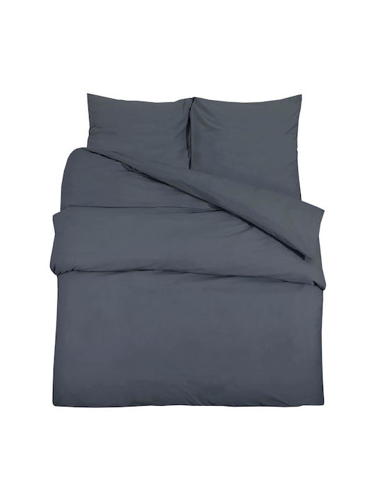 vidaXL Double Duvet Cover Set with Pillowcases 200x200 Ανθρακί