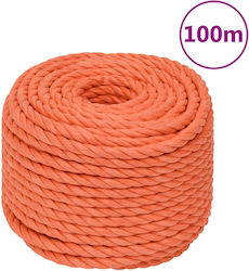 vidaXL Rope with Diameter 24mm and Length 100m Orange Working Rope 24mm 100m made of Polypropylene 152956