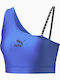 Dare To Women's Crop Top with One Shoulder Blue
