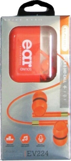 EV-224 In-ear Handsfree Headphones with Connector 3.5mm Orange