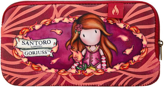 Santoro Fire in my Heart Pencil Case Red