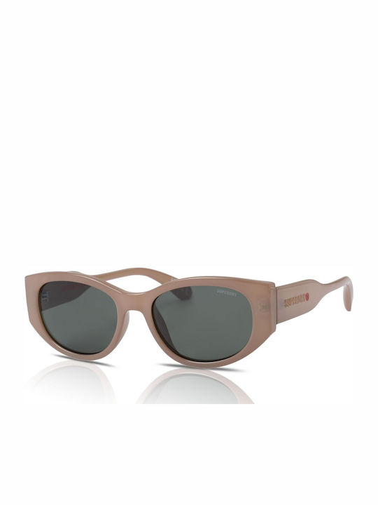 Superdry Women's Sunglasses with Beige Plastic Frame and Green Lens SDS 5007 151