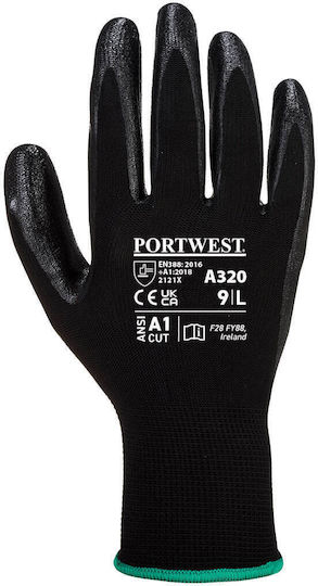 Portwest Γάντια Εργασίας Μαύρα Νιτριλίου