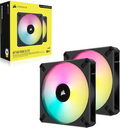 Corsair ICUE AF140 Elite Case Fan με RGB Φωτισμό και Σύνδεση 4-Pin PWM 2τμχ