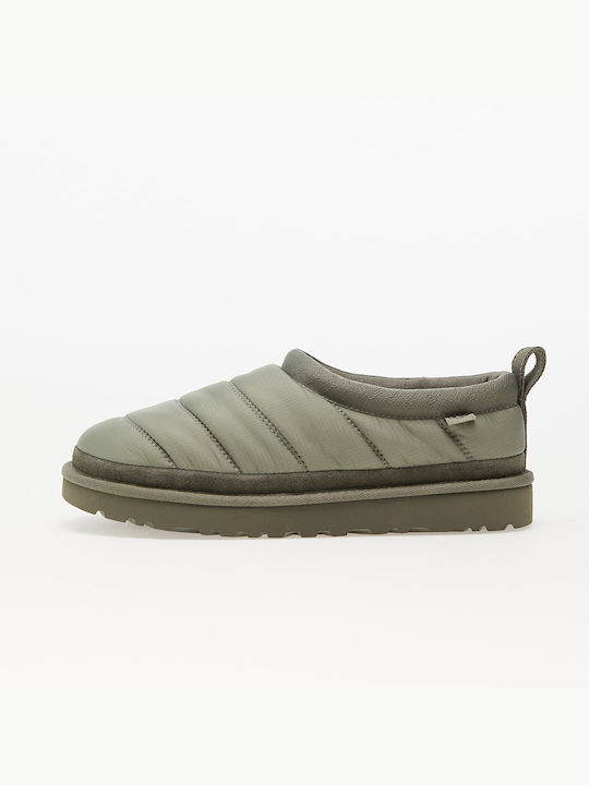 Leder Geschlossene Damen Hausschuhe Moss Grün