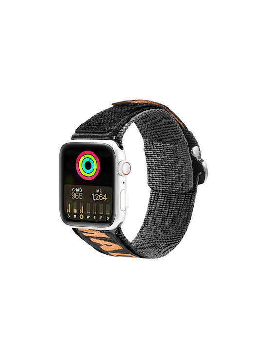 Dux Ducis Strap (Outdoor Version) Curea Tesatura Black / Orange (Apple Watch 42/44/45mm - Ceas Apple 42/44/45mm)