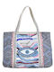 Inart Stoff Strandtasche mit Geldbörse mit Muster Auge Blau