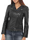 Athina Δερμάτινο Γυναικείο Biker Jacket Μαύρο