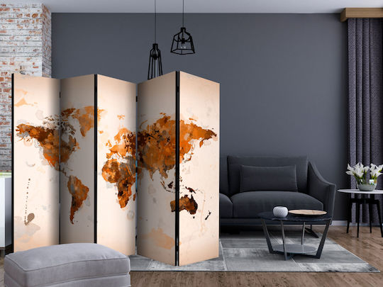 Polihome World in Brown Shades II Wooden Room Divider with 5 Panels 225x172cm
