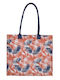 Inart Fabric Beach Bag with Wallet Floral Orange