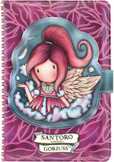 Santoro Dancing On Air Carnet Spiral 96 Foi Cu dungi cu Suport pentru Stilou Roz