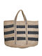 Ble Resort Collection Stroh Strandtasche mit Geldbörse Beige mit Streifen