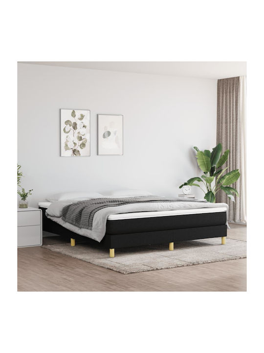 Suport Pat Dublu Tapitat cu Material Negru cu P...