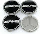 Car Wheel Center Caps AMG Mercedes Benz External Diameter 75mm Black 4 Pieces