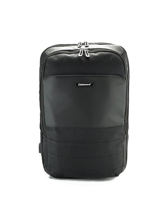 Diplomat Men's Fabric Backpack with USB Port Black 20lt