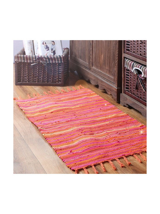 Sidirela Fiesta Teppich Rechteckig Synthetisch,Polyester/Cotton/Leather mit Fransen Fuchsia / Orange