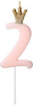 PartyDeco Νο.2 Birthday Candle Number "2" in Pink Color SCU6-2-081J