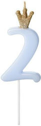PartyDeco Geburtstagskerze Nummer "2" in Hellbl...