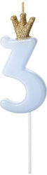 PartyDeco Geburtstagskerze Nummer "3" in Hellbl...