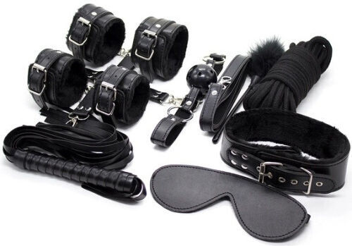 Naughty Toys Greek Lovers BDSM Kit Σετ με Φετιχιστικά Ερωτικά Αξεσουάρ σε Μαύρο Χρώμα 10τμχ