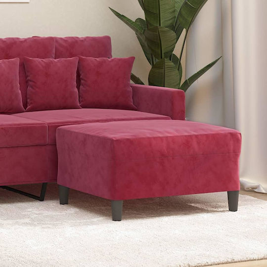 Burgundy Velvet Upholstered Footstool 70x55x41cm