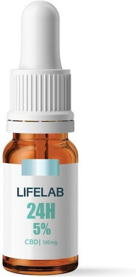 Lifelab Lifelab 24h Допълнение от Коноп на Капки 500 mg с 5% CBD с Вкус Цитрусови Плодове 10 ml