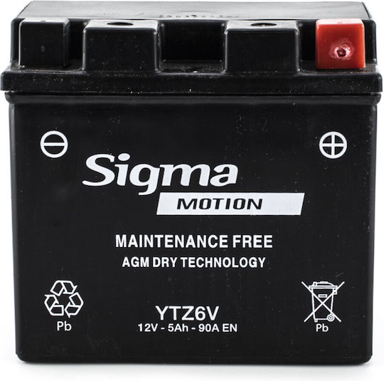 Sigma Μπαταρία Μοτοσυκλέτας YTZ6V με Χωρητικότητα 5Ah Gel 12V
