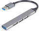Gembird Hub 4 Ports USB 3.1 with USB-A Connection Silver