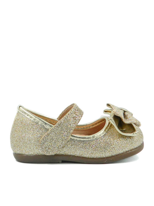 Kids Ballerinas with Hoop & Loop Closure Gold