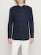 Long-sleeved Linen Shirt Navy Blue