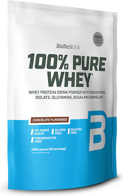 Biotech USA 100% Pure Whey With Concentrate, Isolate, Glutamine & BCAAs Molkenprotein Glutenfrei mit Geschmack Kokosnuss-Schokolade 1kg