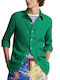 Ralph Lauren Men's Shirt Long Sleeve Linen Green