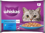 Whiskas Multipouch Nasses Katzenfutter für Katze in Beutel mit Lachs und Thunfisch 4x85gr