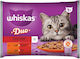 Whiskas Multipouch Duo Υγρή Τροφή για Ενήλικες Γάτες σε Φακελάκι με Αρνί και Μοσχάρι 4x85gr