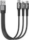 Joyroom S-01530G11 Braided USB to Lightning / 2x Type-C Cable 3.5A Μαύρο 0.15m