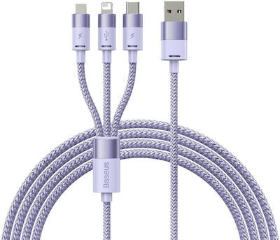Baseus Starspeed Braided USB to Lightning / Type-C / micro USB 1.2m 3.5A Cable Purple