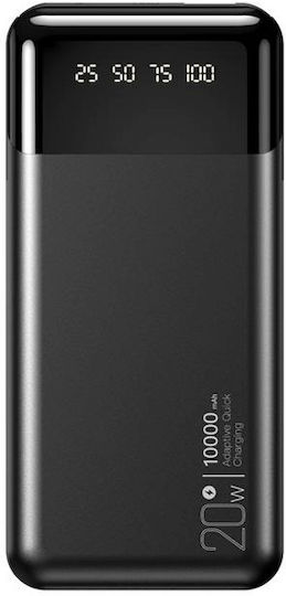 XO PR191 Power Bank 10000mAh 20W με Θύρα USB-A και Θύρα USB-C Power Delivery / Quick Charge 2.0 / Quick Charge 3.0 Μαύρο