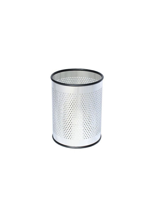 Office Metal Waste Bin 16lt Silver 26x26x30cm