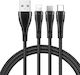 Mcdodo CA-6960 Braided USB to Lightning / Type-C / micro USB Cable Μαύρο 1.2m