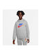Fleece Kids Sweatshirt with Hood and Pockets Gray Sportswear