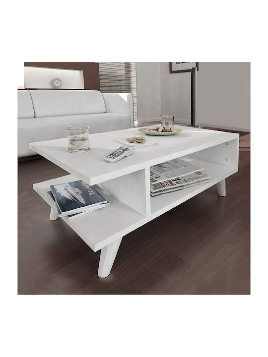 Rectangular Central Coffee Table Titus Wooden White L80xW45xH30cm