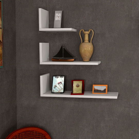 Atlas Wall Shelves White 3 Pieces 60x14.5x16.3 cm